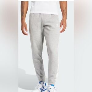 Adidas Men’s Mid Rise Three Stripe Fleece Jogger Sweatpants 2XL Gray & White